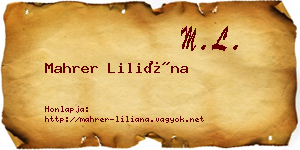 Mahrer Liliána névjegykártya